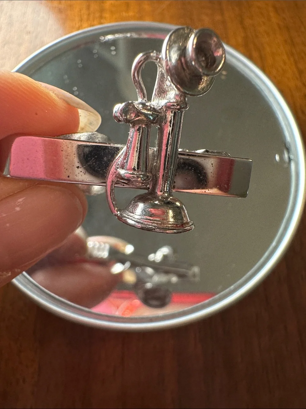Vintage 50s/60s Rugin Brand Silver Tone  Candlestick Phone Tie Clip